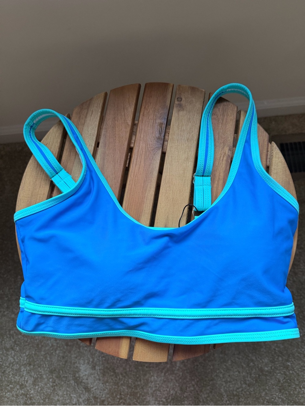 Bright Blue Women's Bikini Top with Turquoise Trim